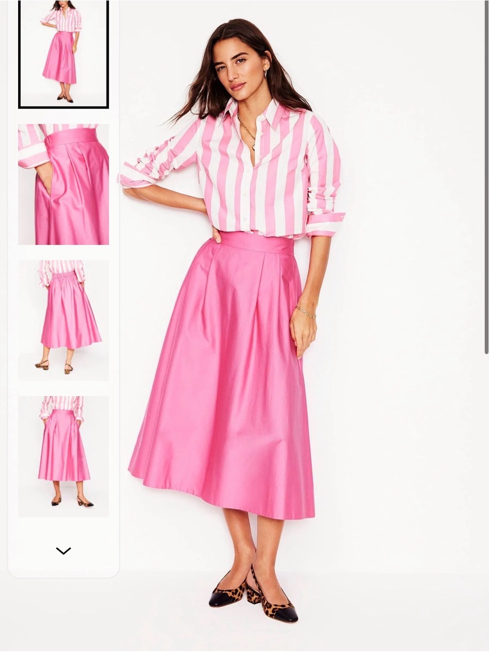 Boden Vibrant Pink Full A-Line Midi Skirt